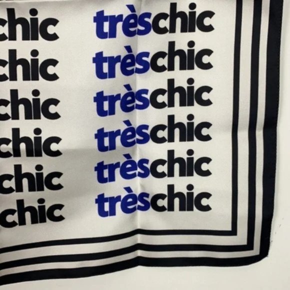 NWT J.Crew Très Chic Silk Scarf White Navy Black - Picture 8 of 9